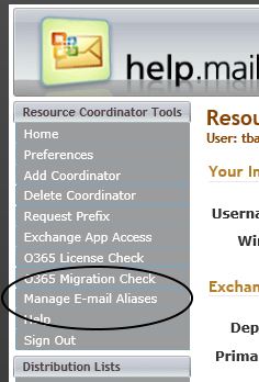 Manage E-mail Aliases